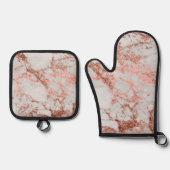 Moderner Rose Gold Glitzer Ofenhandschuh & Topflappen-Set (Vorderseite)