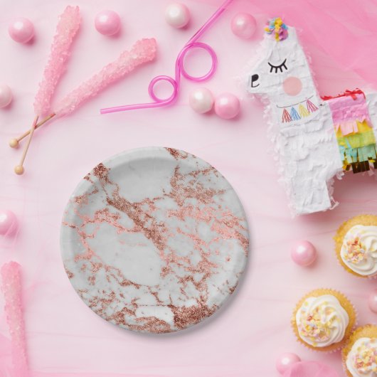 Moderner Rose Gold Glitzer Pappteller (Party)