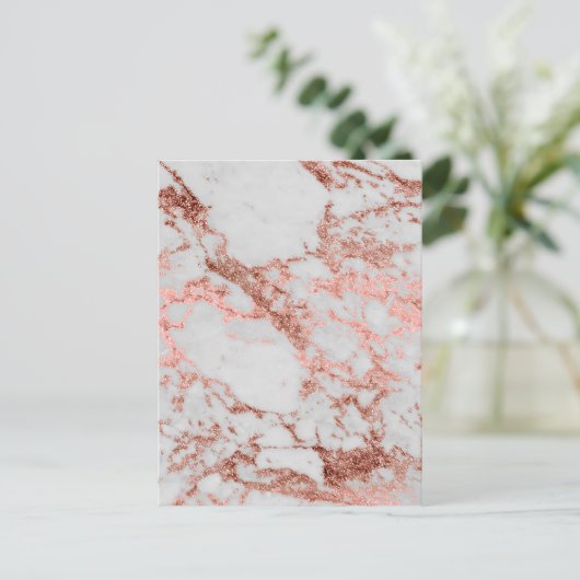Moderner Rose Gold Glitzer Postkarte (Stehend Vorderseite)