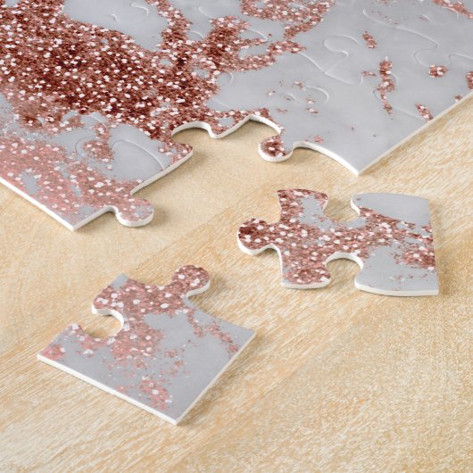 Moderner Rose Gold Glitzer Puzzle (Seite)