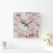 Moderner Rose Gold Glitzer Quadratische Wanduhr (Zuhause)