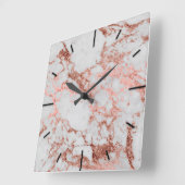 Moderner Rose Gold Glitzer Quadratische Wanduhr (Winkel)