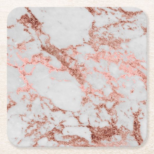 Moderner Rose Gold Glitzer Rechteckiger Pappuntersetzer (Vorderseite)