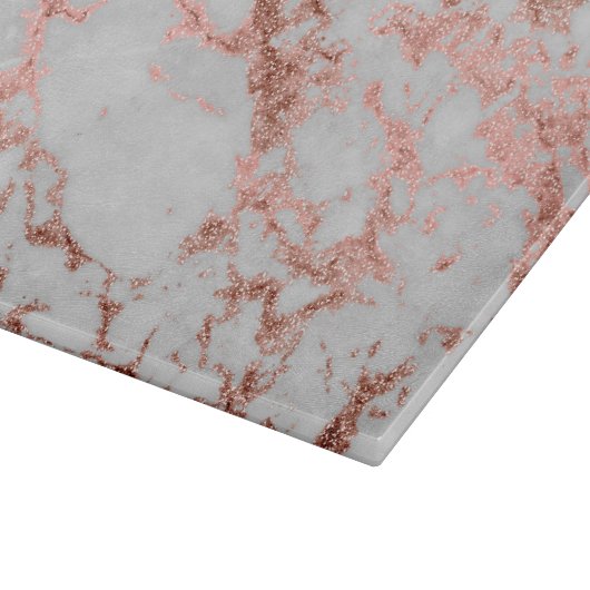 Moderner Rose Gold Glitzer Schneidebrett (Ecke)