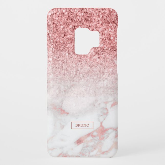 Moderner Rose-Gold-Glitzer und Marmor ombre Case-Mate Samsung Galaxy Hülle (Rückseite)
