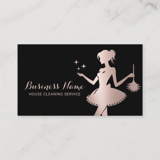 Moderner Rose Gold Haushaltshilfe Reinigungsservic Visitenkarte (Vorderseite)