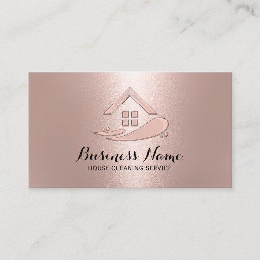 Moderner Rose Gold House Reinigungsservice Visitenkarte (Vorderseite)