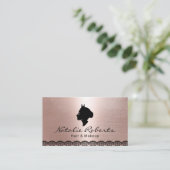 Moderner Rose Gold Queen Logo Beauty Salon Wellnes Visitenkarte (Stehend Vorderseite)