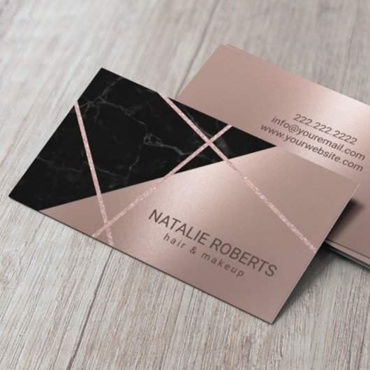 Moderner Rose Goldmarmorhaar & Makeup Künstlersalo Visitenkarte