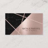 Moderner Rose Goldmarmorhaar & Makeup Künstlersalo Visitenkarte (Vorderseite)