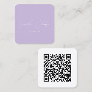 Moderner Rosé Lila Handgeschriebener Schriftzug QR Quadratische Visitenkarte