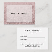 Moderner Rosegold Glitzer Salon Rabattkarte (Vorne/Hinten)