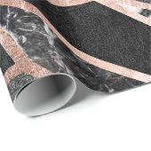 Moderner Rosen-GoldGlitzer-Marmor-geometrisches Geschenkpapier (Rolleneckpunkt)