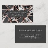 Moderner Rosen-GoldGlitzer-Marmor-geometrisches Visitenkarte (Vorne/Hinten)