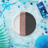 Moderner Rosen-GoldGlitzer-Schwarz-weiße Pappteller (Party)