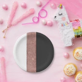 Moderner Rosen-GoldGlitzer-Schwarz-weiße Pappteller (Party)