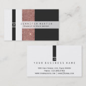 Moderner Rosen-GoldGlitzer-Schwarz-weiße Visitenkarte (Vorne/Hinten)