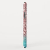 Moderner Rosen-GoldGlitzer u. aquamarines Ombre Case-Mate iPhone Hülle (Hinten/Rechts)