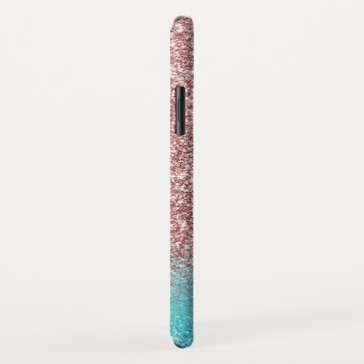 Moderner Rosen-GoldGlitzer u. aquamarines Ombre Case-Mate iPhone Hülle (Hinten/Rechts)