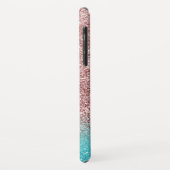 Moderner Rosen-GoldGlitzer u. aquamarines Ombre Case-Mate iPhone Hülle (Hinten/Links)