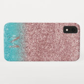 Moderner Rosen-GoldGlitzer u. aquamarines Ombre Case-Mate iPhone Hülle (Rückseite (Horizontal))