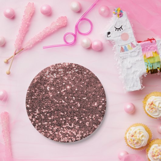 Moderner Rosen-GoldImitat-Glitzer-Rosa-Druck Pappteller (Party)