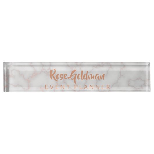 Moderner Rosen-Goldmarmor-Stein-Luxus Namensplakette (Vorderseite)