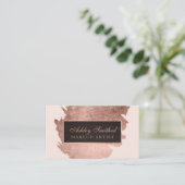 Moderner Rosengoldbrushstroke erröten rosa Make-up Visitenkarte (Stehend Vorderseite)