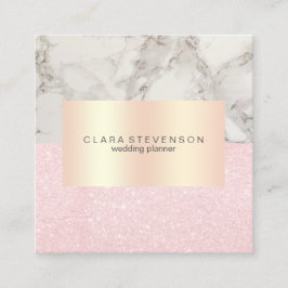 Moderner RosengoldGlitter u. Marmorhochzeitsplaner Quadratische Visitenkarte