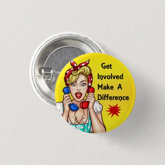 Moderner Rosie das Nieteneinschläger-Gelb erhalten Button (Vorne & Hinten)