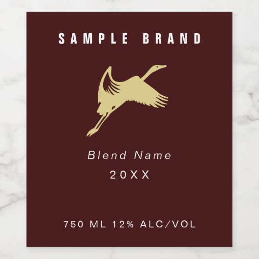 Moderner Rot-Gelber Minimal von Oxblood Eleganter Weinetikett (Einzelnes Label)