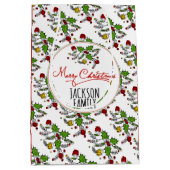 Moderner Rot-Grün-Heilige Beere Weihnachtsfeiertag Mittlere Geschenktüte (Vorderseite)