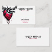 Moderner Rot-Schwarz-Driving Herz Tattoo Artist Visitenkarte (Vorne/Hinten)