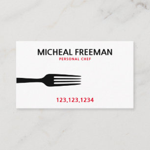 Moderner Rot- und Weißgabel Persönlicher Koch Visitenkarte