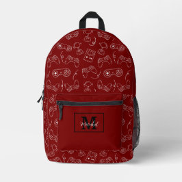 Moderner Rot-Weiß-Videospiel-Gamer Bedruckter Rucksack