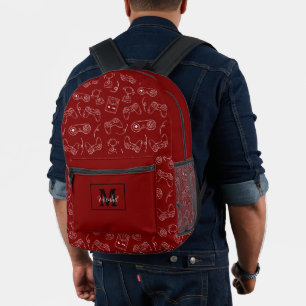 Moderner Rot-Weiß-Videospiel-Gamer  Bedruckter Rucksack