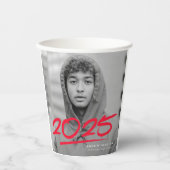 Moderner Roter Abschluss 2025 Foto Pappbecher (Vorderseite)