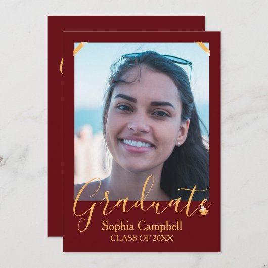 Moderner Roter Abschluss Einladung (Vorne/Hinten)