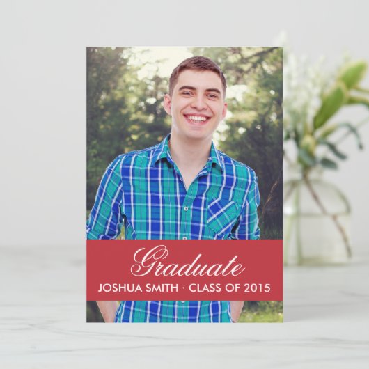 Moderner Roter Abschluss Einladung (Stehend Vorderseite)