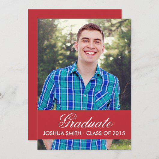 Moderner Roter Abschluss Einladung (Vorne/Hinten)