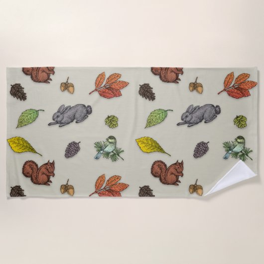 Moderner Roter Beerenvogel | Strandtuch (Vorderseite)