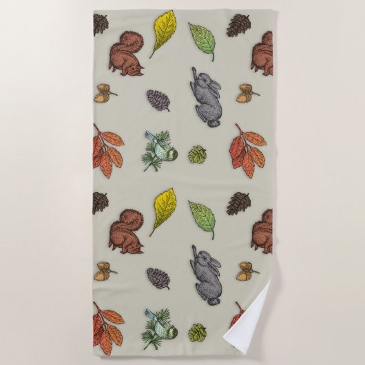 Moderner Roter Beerenvogel | Strandtuch (Vorderseite)