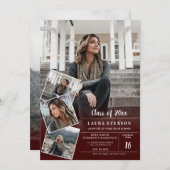 Moderner, roter Bordeaux-Abschluss mit minimalisti Einladung (Vorne/Hinten)