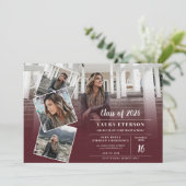 Moderner, roter Bordeaux-Abschluss mit minimalisti Einladung (Stehend Vorderseite)