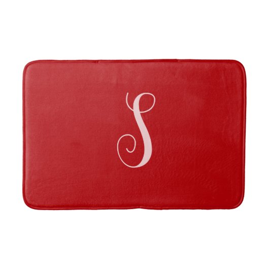 Moderner roter Chic und stilvolle Custom Monogram Badematte (Vorderseite)