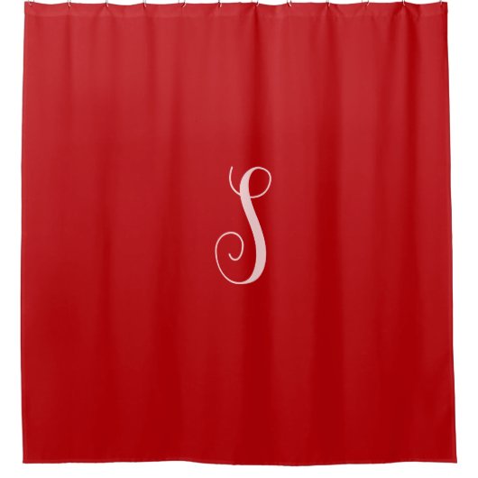 Moderner roter Chic und stilvolle Custom Monogram Duschvorhang (Vorderseite)