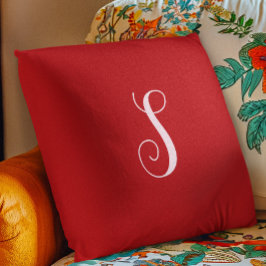Moderner roter Chic und stilvolle Custom Monogram Kissen
