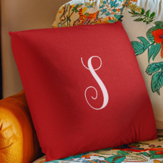 Moderner roter Chic und stilvolle Custom Monogram Kissen