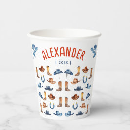 Moderner Roter Cowboy Western Texas Wasserfarbe Pappbecher