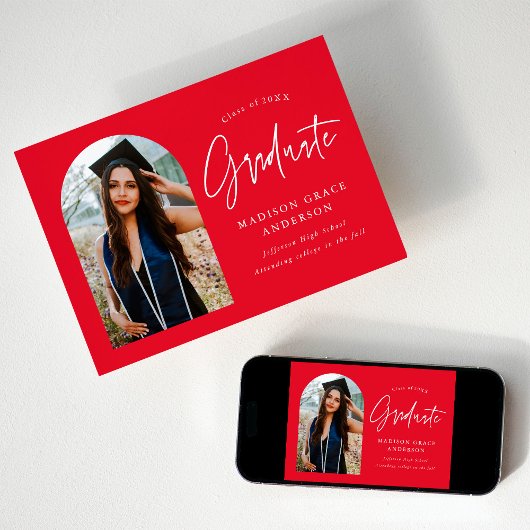 Moderner Roter Foto Abschluss Ankündigung